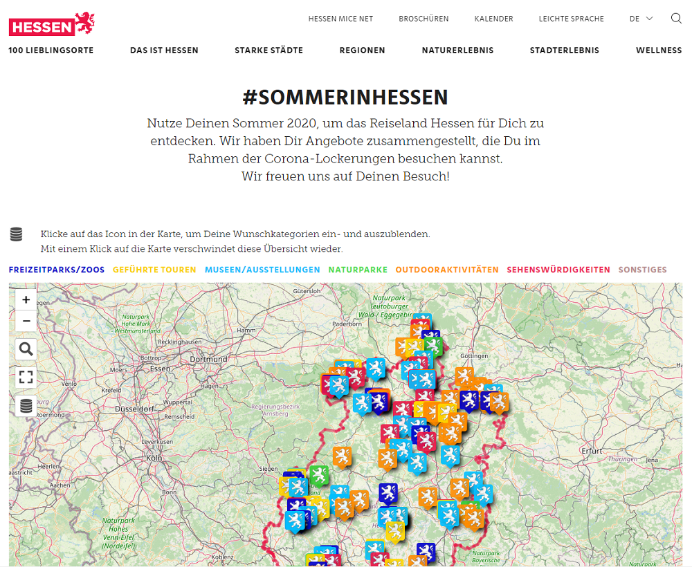 Landingpage für Hessen Tourismus